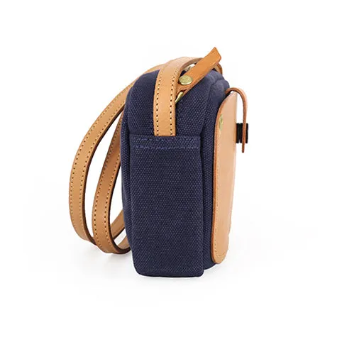 Mini Phone Bag,Canvas Vegetable-Tanned Leather Crossbody Bag-i7bags