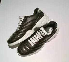 Miu Miu Morgan Sneakers Black Quilted Leather Matelassé Trainers