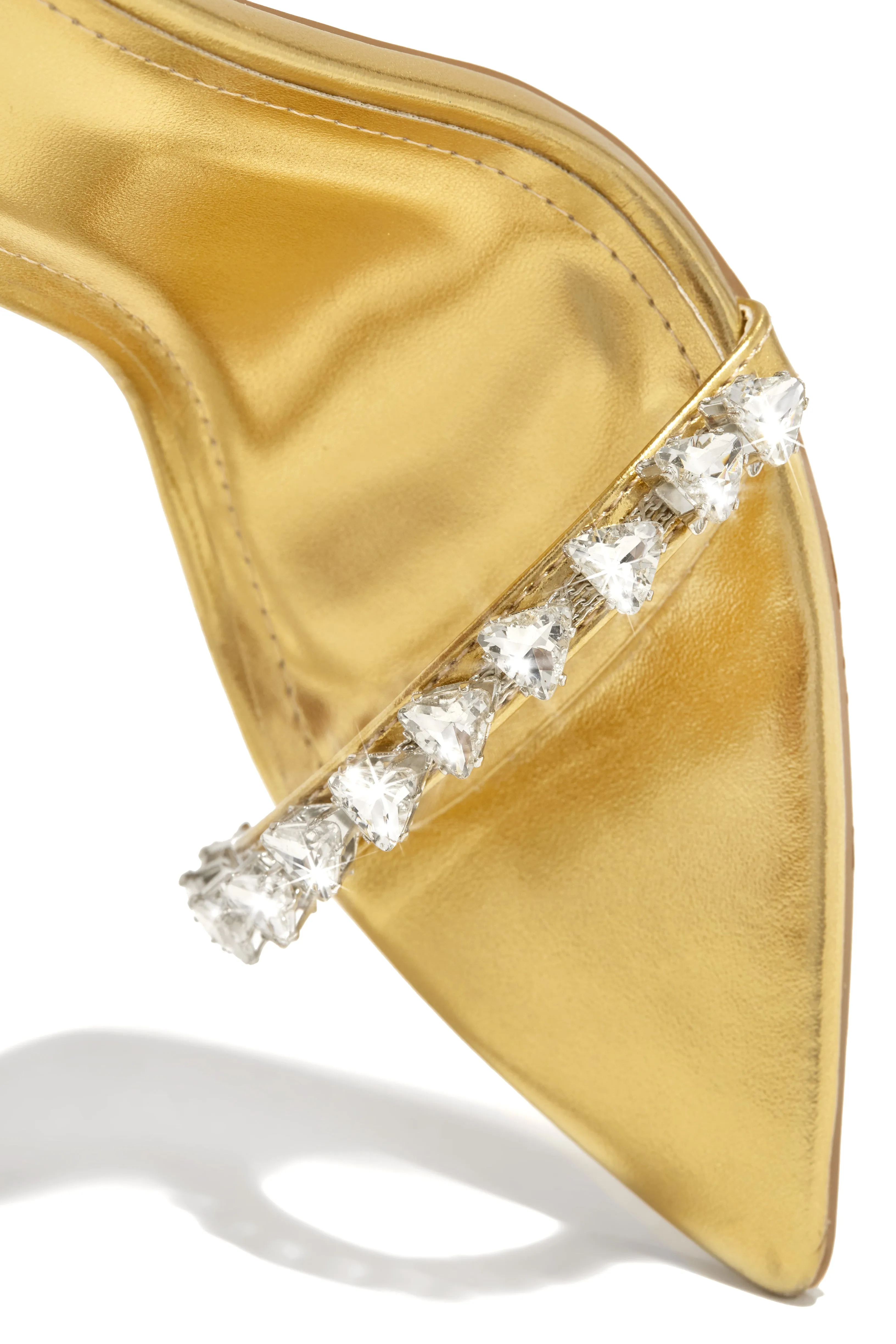 Monroe Embellished Lace Up High Heels - Gold