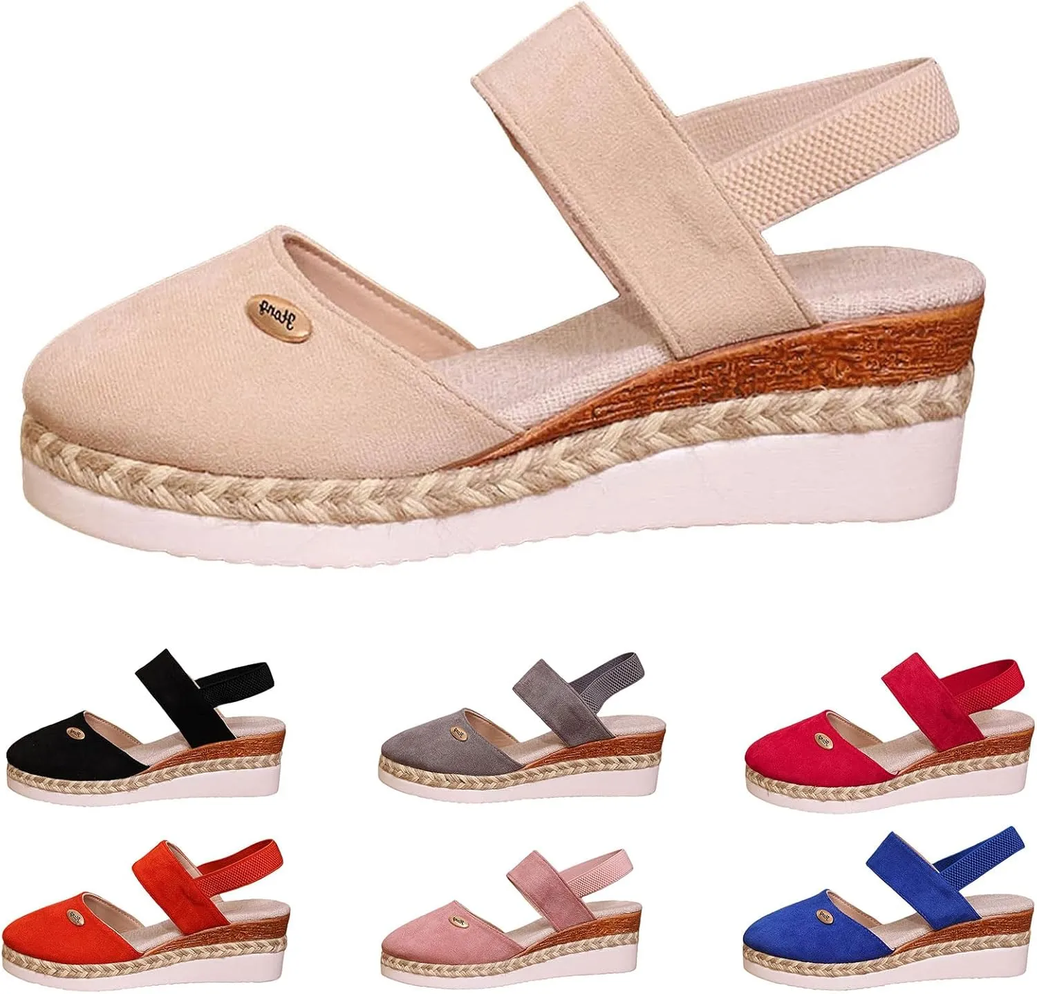 Orthopedic Platform Wedge Sandals for Women 2025 Summer Dressy Flat Closed Toe Ankle Strap Espadrilles Sandals Comfortable Casual Strappy Slip on Sandal Beach Boho Sandal Outdoor Shoes