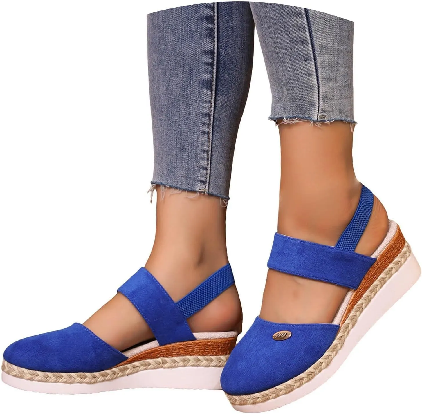 Orthopedic Platform Wedge Sandals for Women 2025 Summer Dressy Flat Closed Toe Ankle Strap Espadrilles Sandals Comfortable Casual Strappy Slip on Sandal Beach Boho Sandal Outdoor Shoes