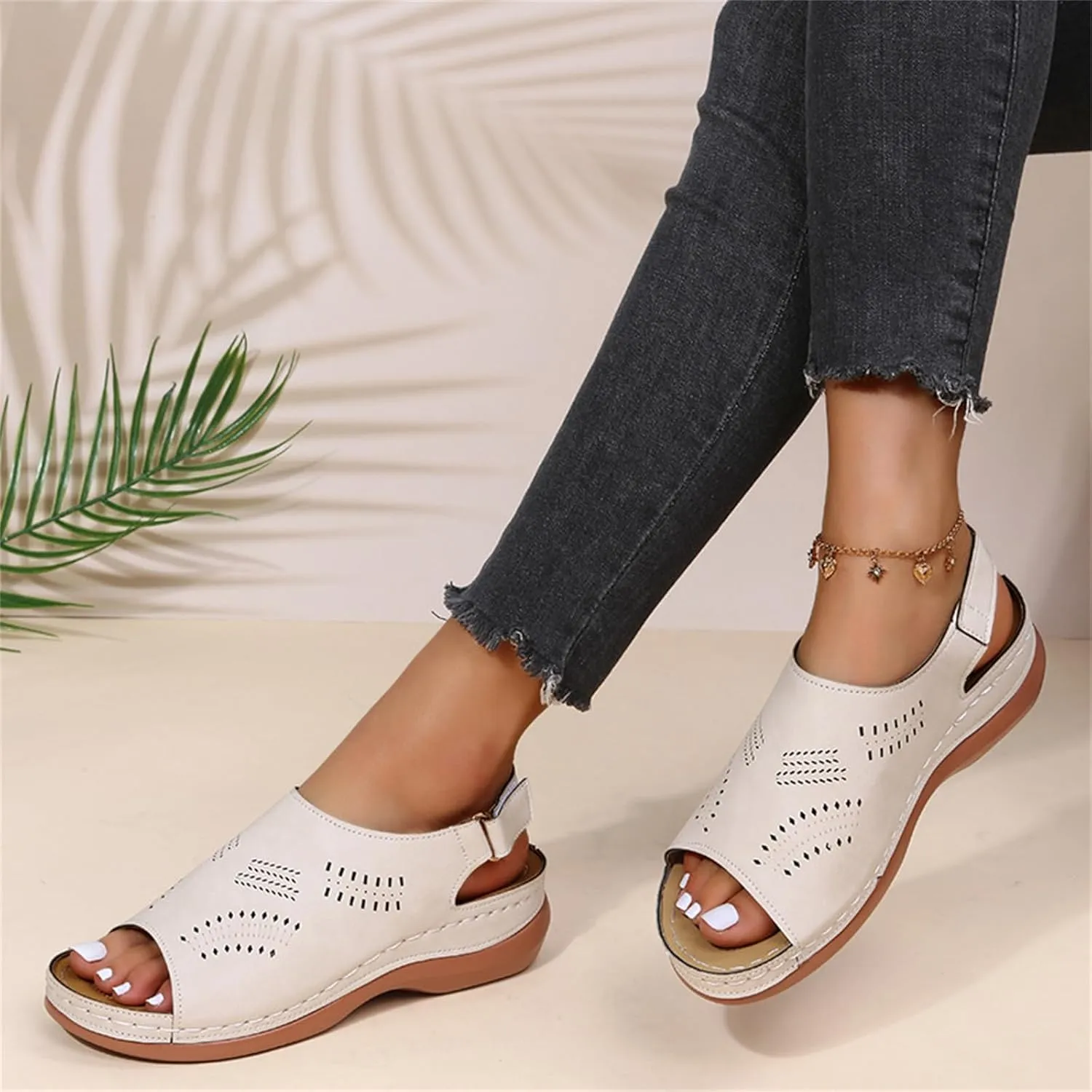 Orthopedic Sandals for Women, Women Summer Comfortable Arch Support Wedge 2025 Summer Open Toe Dressy Platform Sandal Shoes Low Platform Ankle Strap Walking Flip Flops