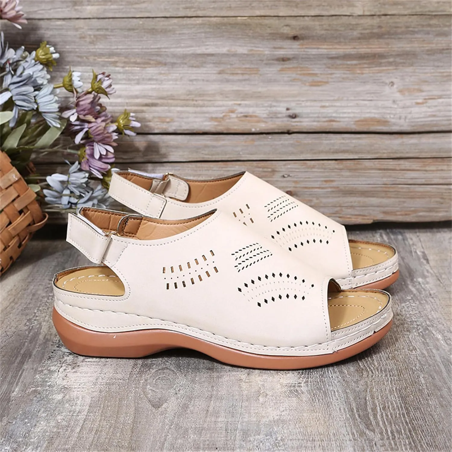 Orthopedic Sandals for Women, Women Summer Comfortable Arch Support Wedge 2025 Summer Open Toe Dressy Platform Sandal Shoes Low Platform Ankle Strap Walking Flip Flops