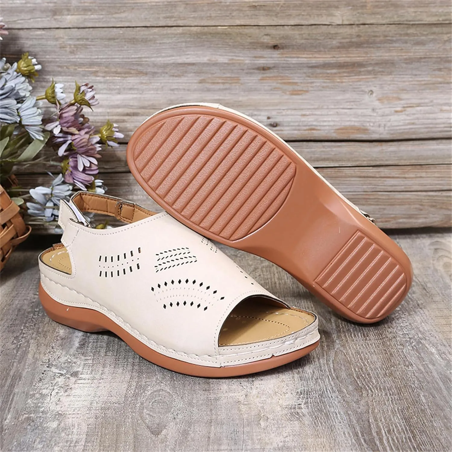 Orthopedic Sandals for Women, Women Summer Comfortable Arch Support Wedge 2025 Summer Open Toe Dressy Platform Sandal Shoes Low Platform Ankle Strap Walking Flip Flops