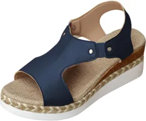 Orthopedic Wedge Sandals for Women Platform Footwear Comfortable Open-Toe Slip On Sandals Wide Width Wedge Sandal Lightweight for All Day Wear