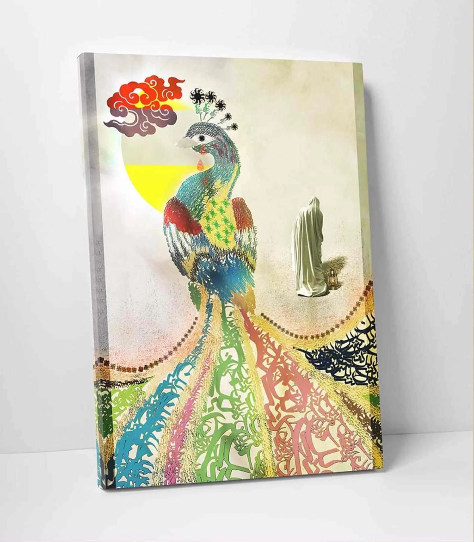 Peacock Arabic Calligraphy - Islamic Wall Art Canvas Printing