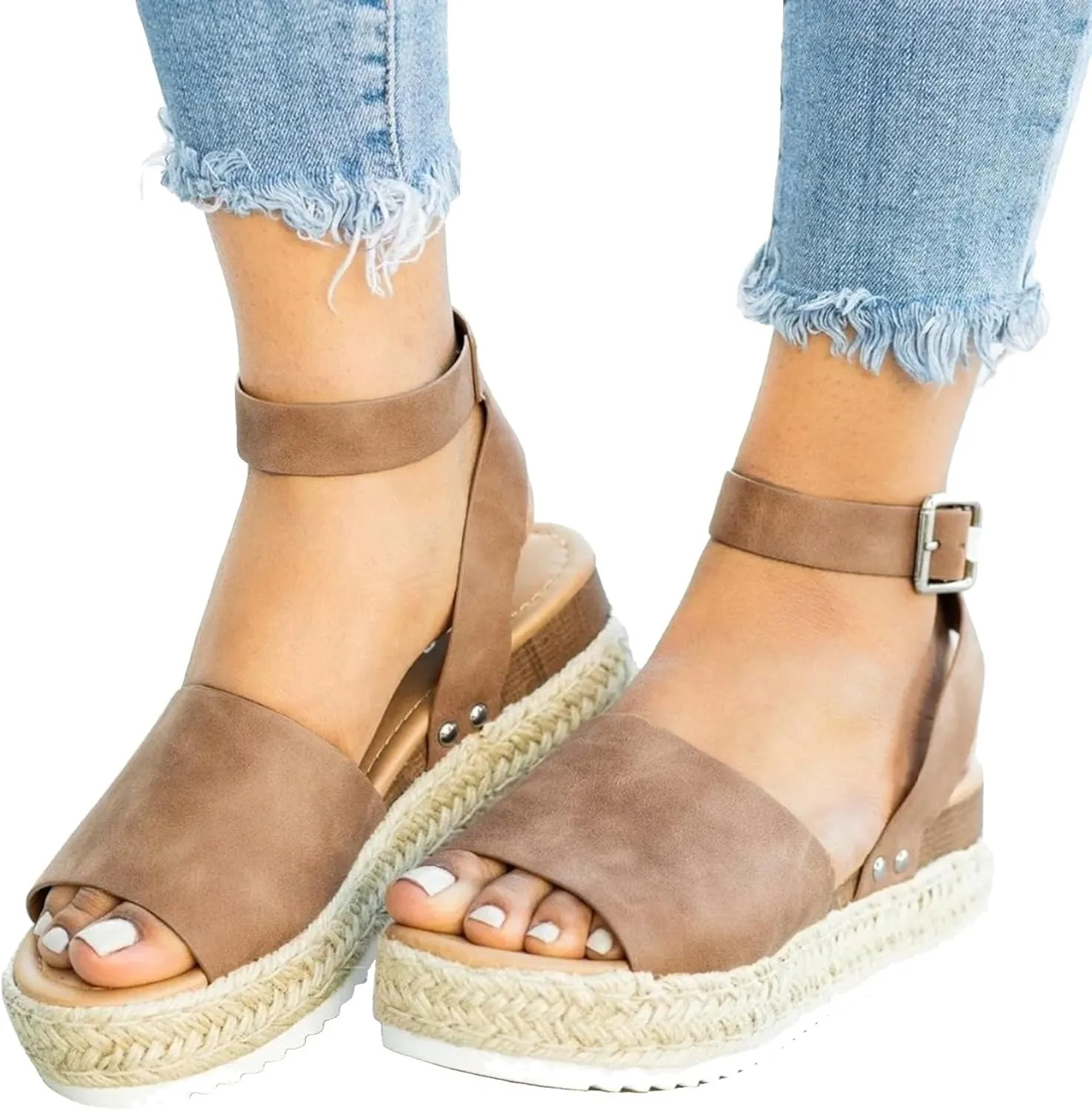 peqiut Sandals for Women with Ankle Strap Wedges Platform Fashion Ladies Sandals Women