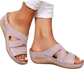 peqiut Sandals Women Orthopedic Platform Clip Toe Comfort Walking Sandals Dressy Summer Beach Casual Flip Flops Shoes