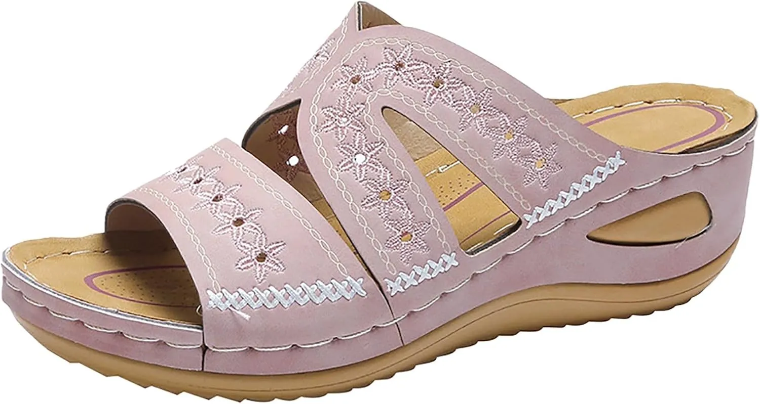 peqiut Sandals Women Orthopedic Platform Clip Toe Comfort Walking Sandals Dressy Summer Beach Casual Flip Flops Shoes