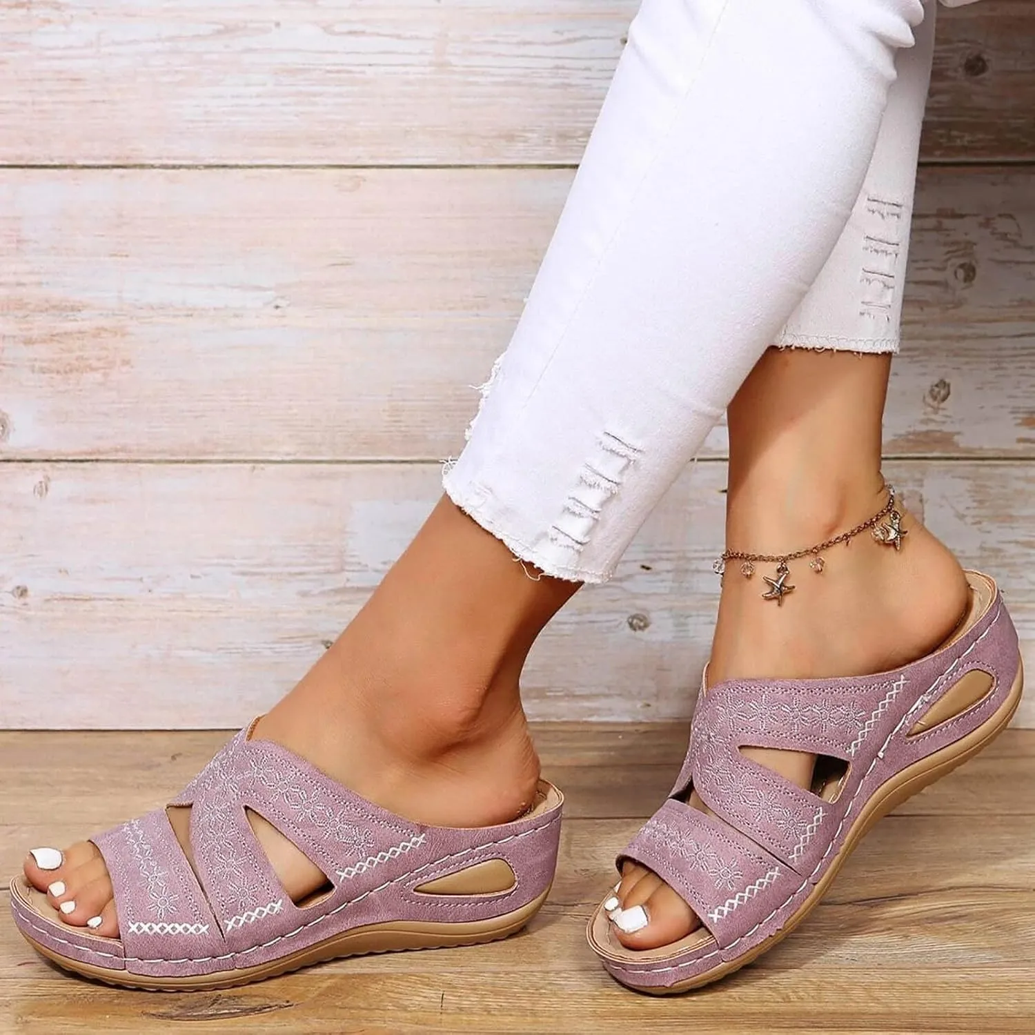 peqiut Sandals Women Orthopedic Platform Clip Toe Comfort Walking Sandals Dressy Summer Beach Casual Flip Flops Shoes