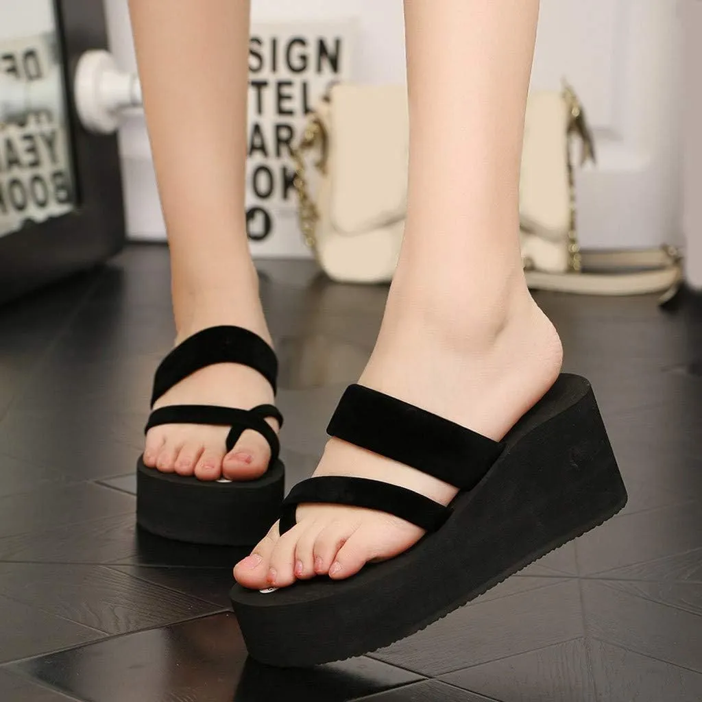 peqiut Wedges Sandals for Women Beach Flip Flops Thick Soled Slippers Womens Sandals with Arch Support