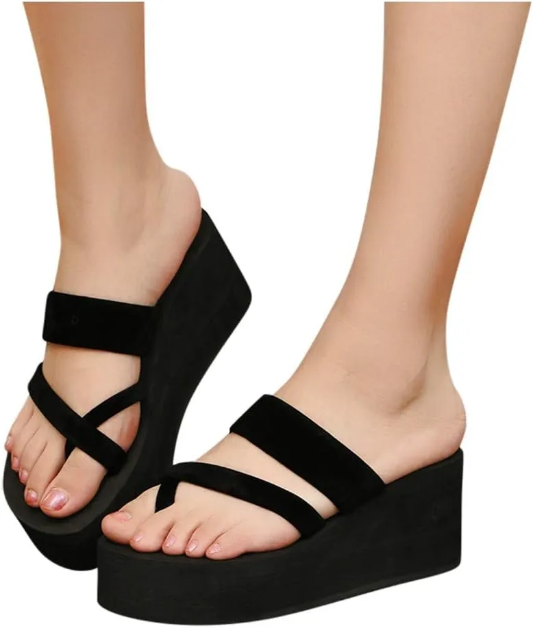 peqiut Wedges Sandals for Women Beach Flip Flops Thick Soled Slippers Womens Sandals with Arch Support