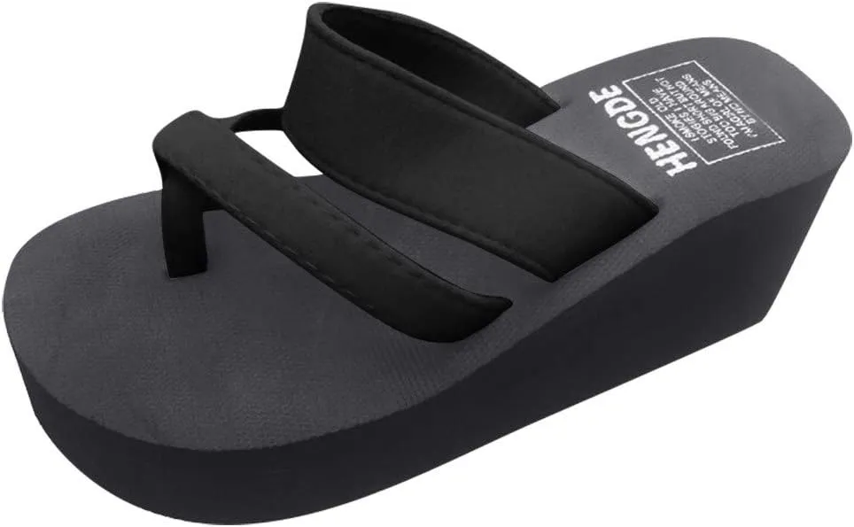 peqiut Wedges Sandals for Women Beach Flip Flops Thick Soled Slippers Womens Sandals with Arch Support