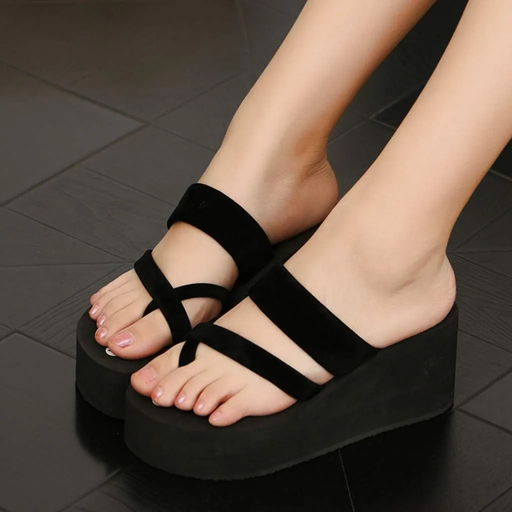 peqiut Wedges Sandals for Women Beach Flip Flops Thick Soled Slippers Womens Sandals with Arch Support