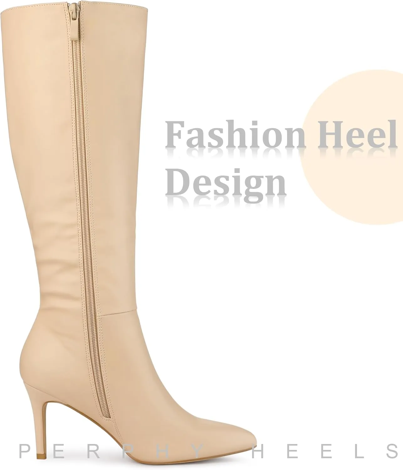 Perphy High Heels Pointed Toe Stiletto Heel Knee High Boots for Women
