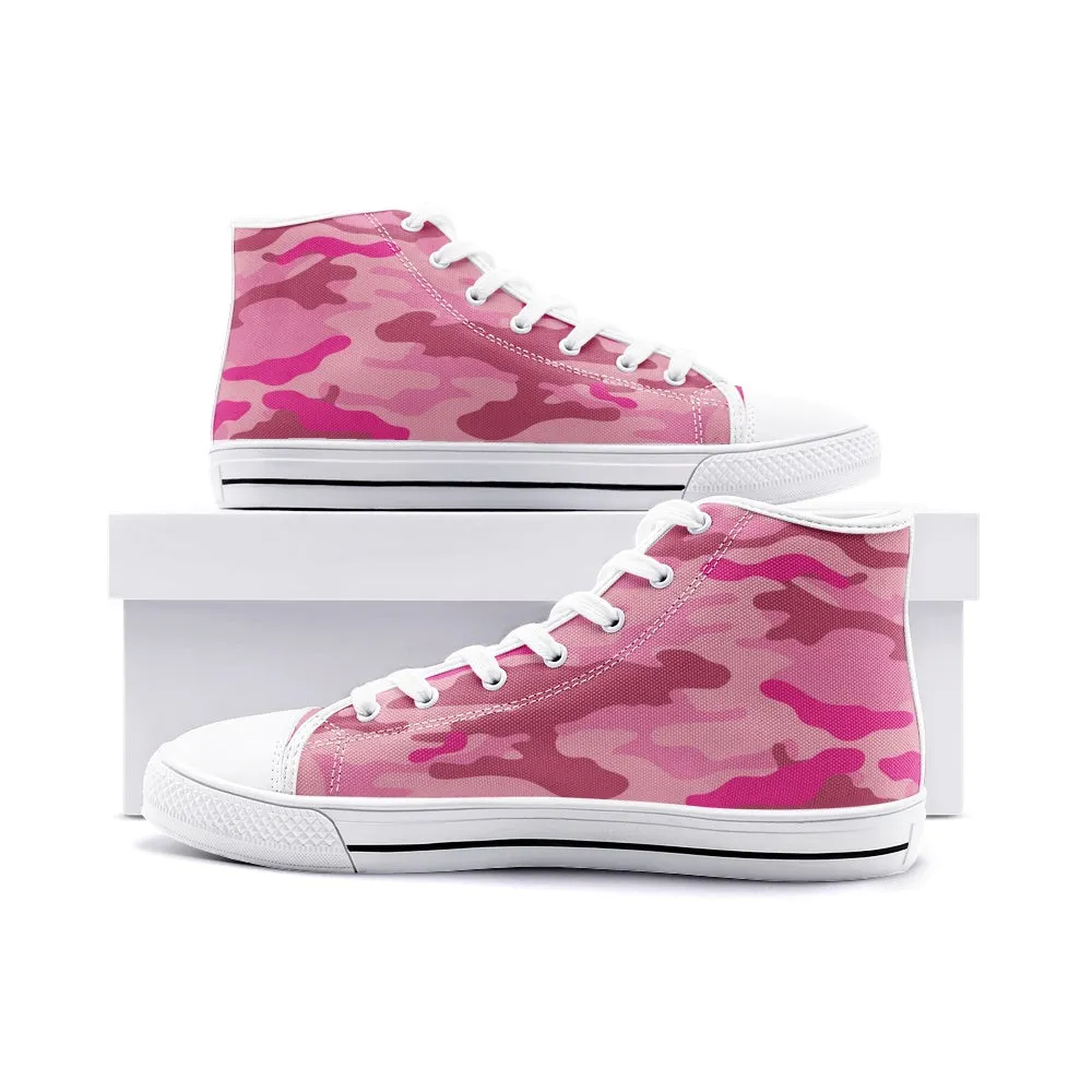 Pink Camouflage 29 Unisex High Top Canvas Shoes
