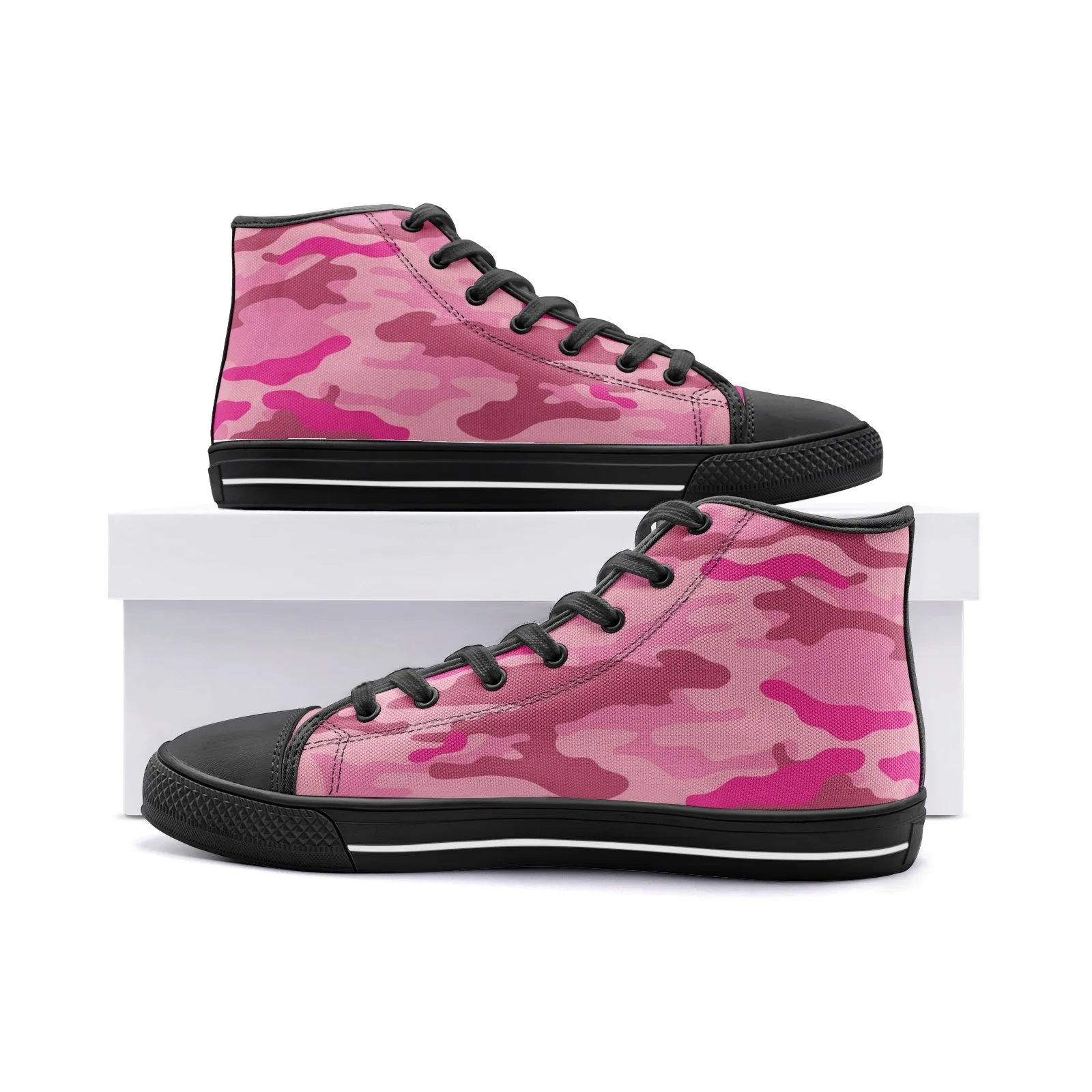 Pink Camouflage 29 Unisex High Top Canvas Shoes