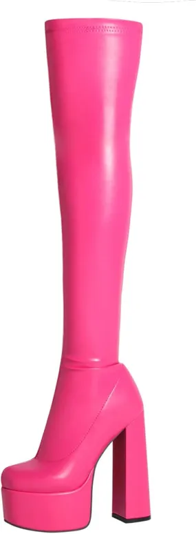 Platform Boots for Women Chunky Heel Over The Knee High Boots
