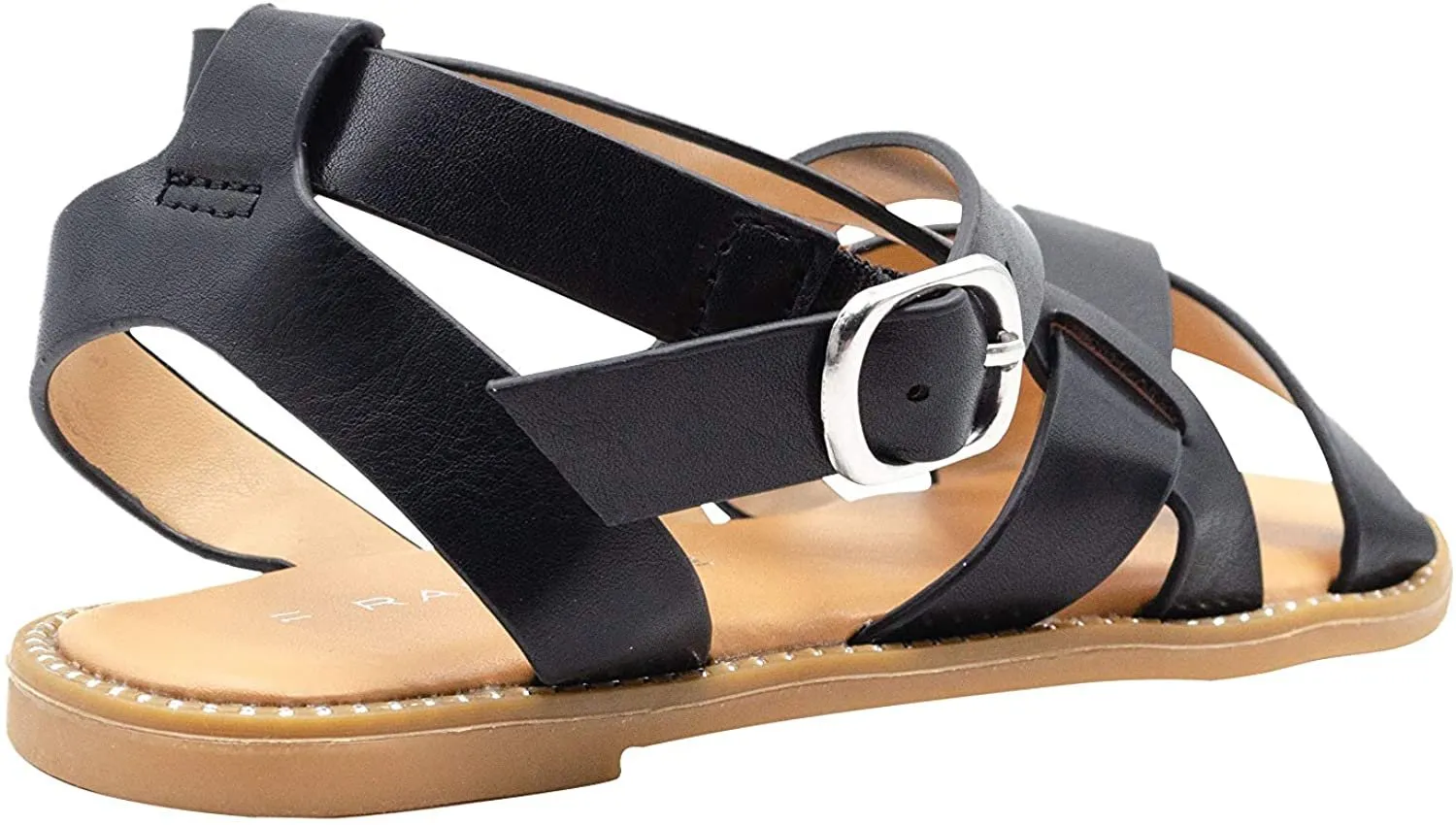 Rampage Girls' Big Kid Slip-On Strappy Sandals with Studded Welt Detail, Open-Toe Flat Fashion Summer Shoes