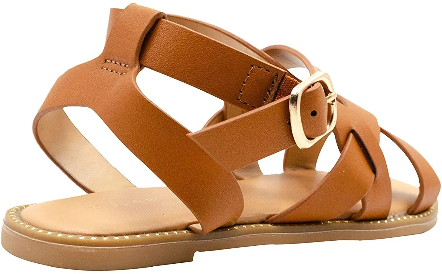 Rampage Girls' Big Kid Slip-On Strappy Sandals with Studded Welt Detail, Open-Toe Flat Fashion Summer Shoes