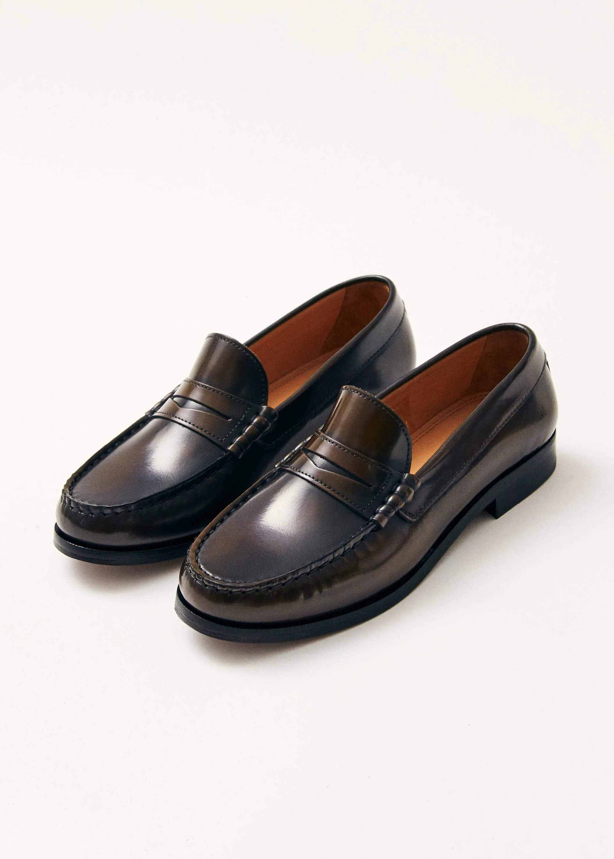 Rivet Brushed Coffee Brown Leather Loafers