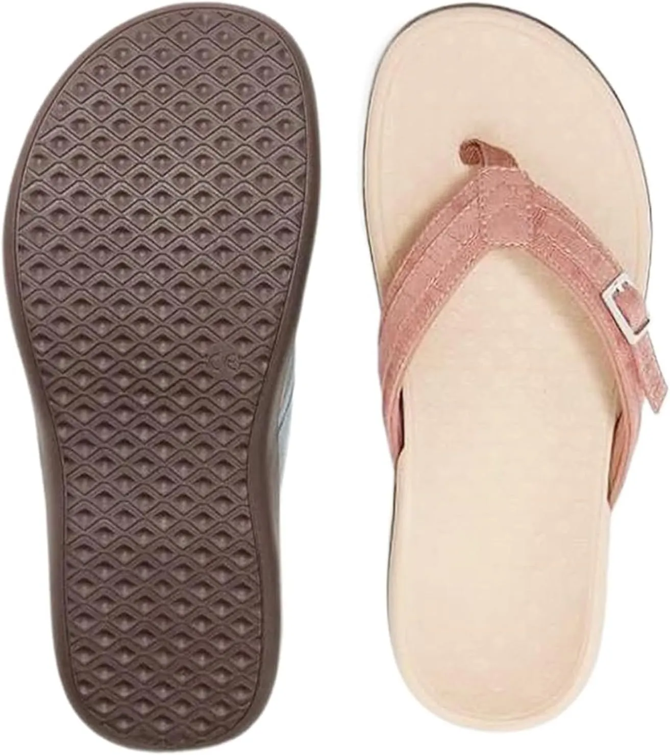 Smoneyful Womens 2025 Casual Summer Sandals Dress Comfortable Open Toe Slip On Flip Flops Arch Support Leather Thong Beach Pool Water Walking Waterproof Rubber Sandals Slippers