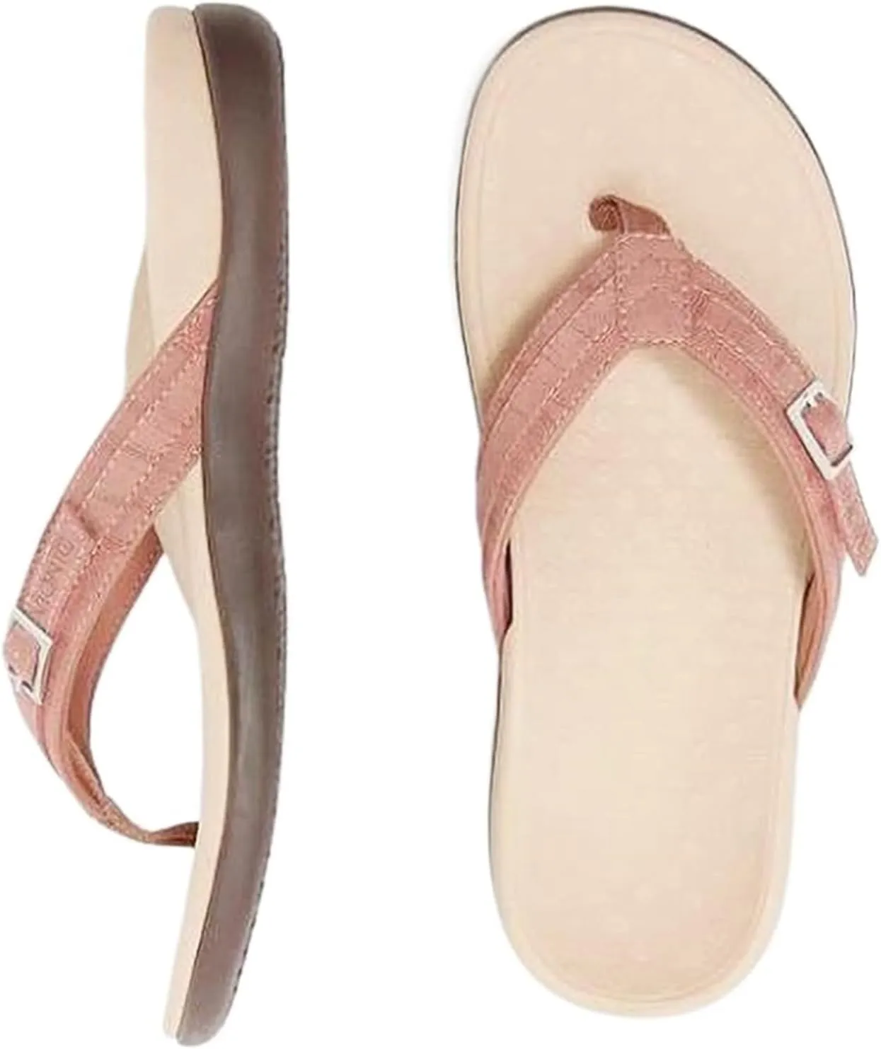 Smoneyful Womens 2025 Casual Summer Sandals Dress Comfortable Open Toe Slip On Flip Flops Arch Support Leather Thong Beach Pool Water Walking Waterproof Rubber Sandals Slippers
