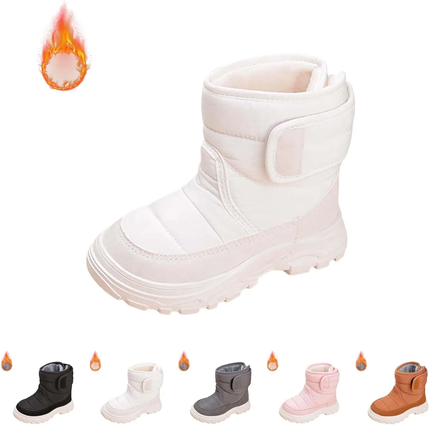 Snow Boots for Kids Boys Girls Winter High Top Non-Slip Shoes Cold Weather Faux Fr Lined Outdoor Sport Sneaker