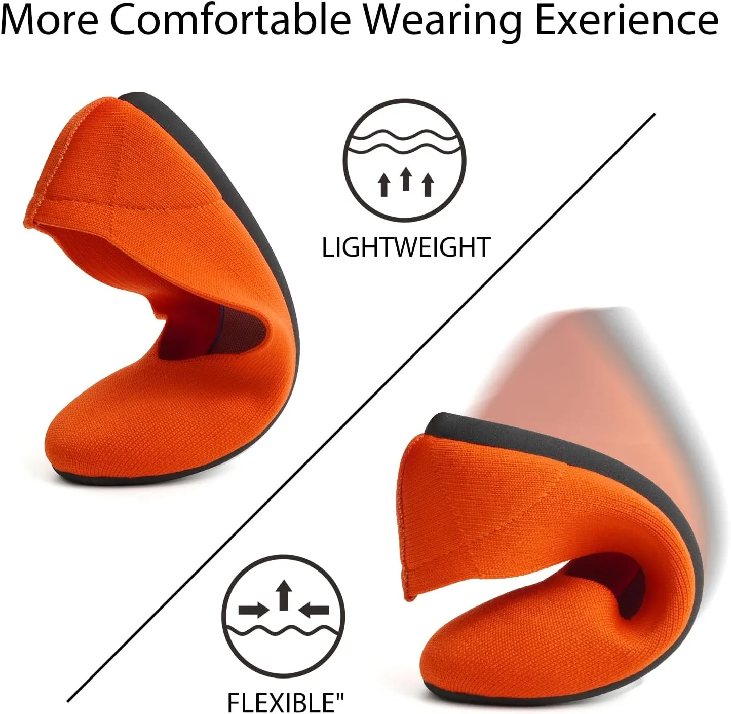 Tanamo Women's Flat Ballet Shoes Knit Flat Shoes for Women Round Toe Slip on Women Flats for Dressy Casual Office Work Wedding Comfort Soft
