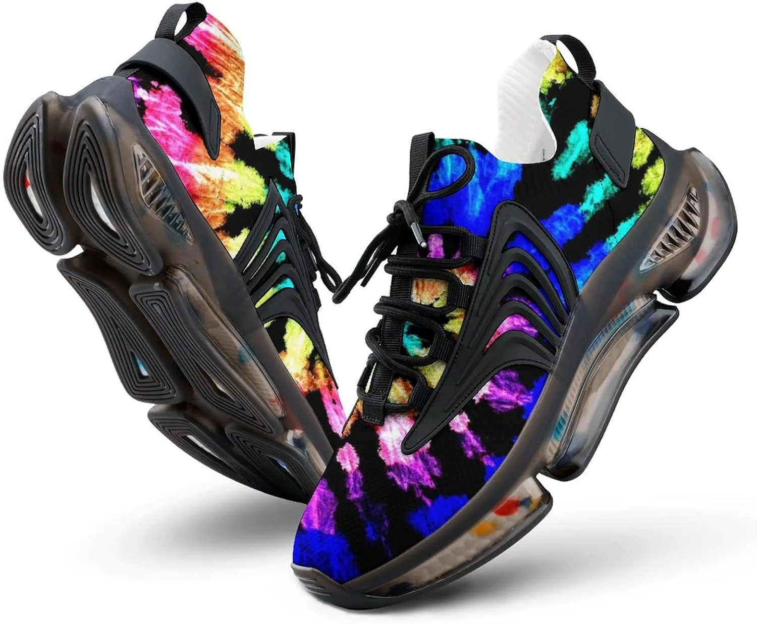 Tie Dye Pattern Walking Shoes for Men Lightweight Tennis Fashion Elastic Sports Shoes Cushion Basketball Shoes