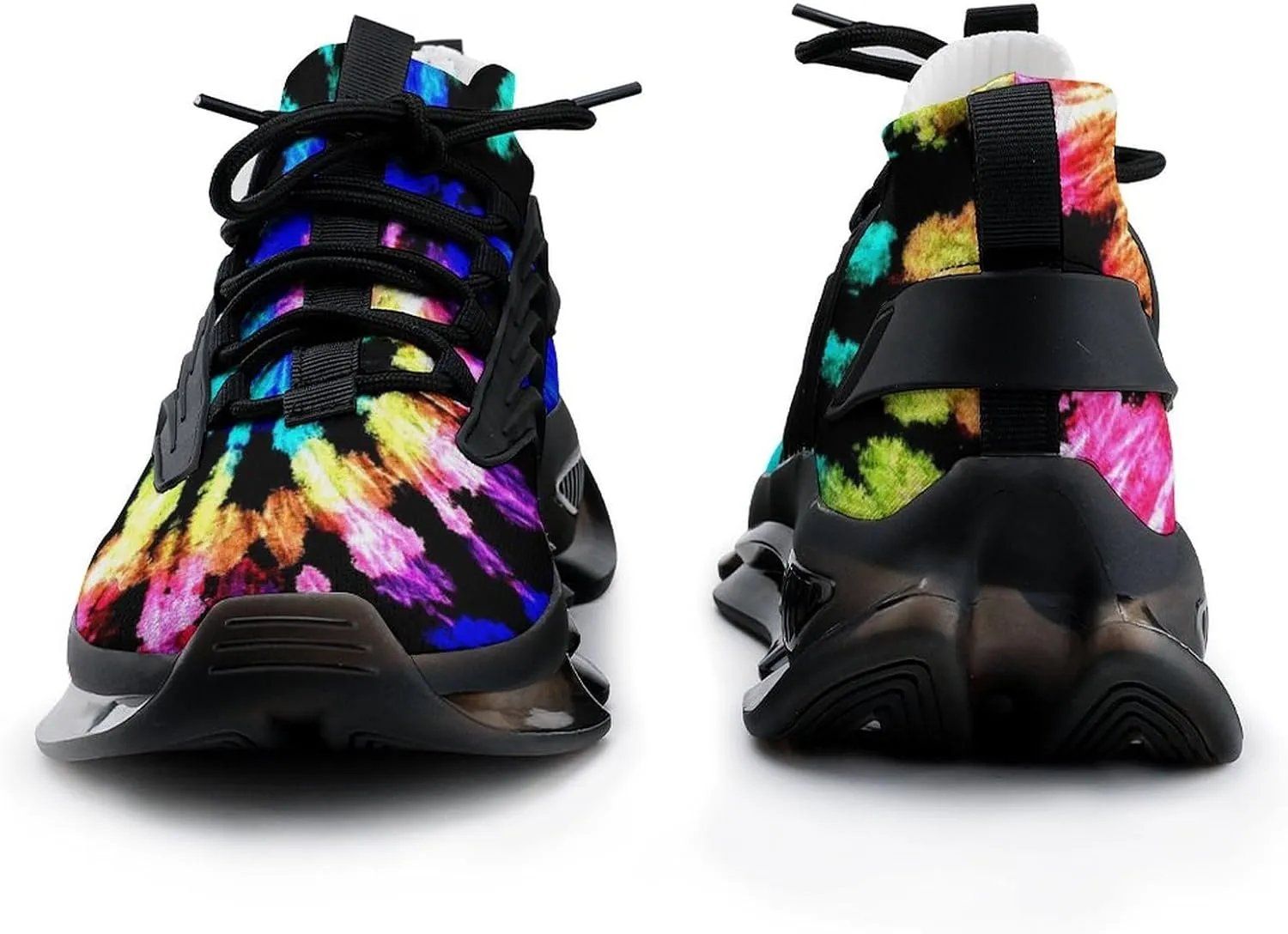 Tie Dye Pattern Walking Shoes for Men Lightweight Tennis Fashion Elastic Sports Shoes Cushion Basketball Shoes