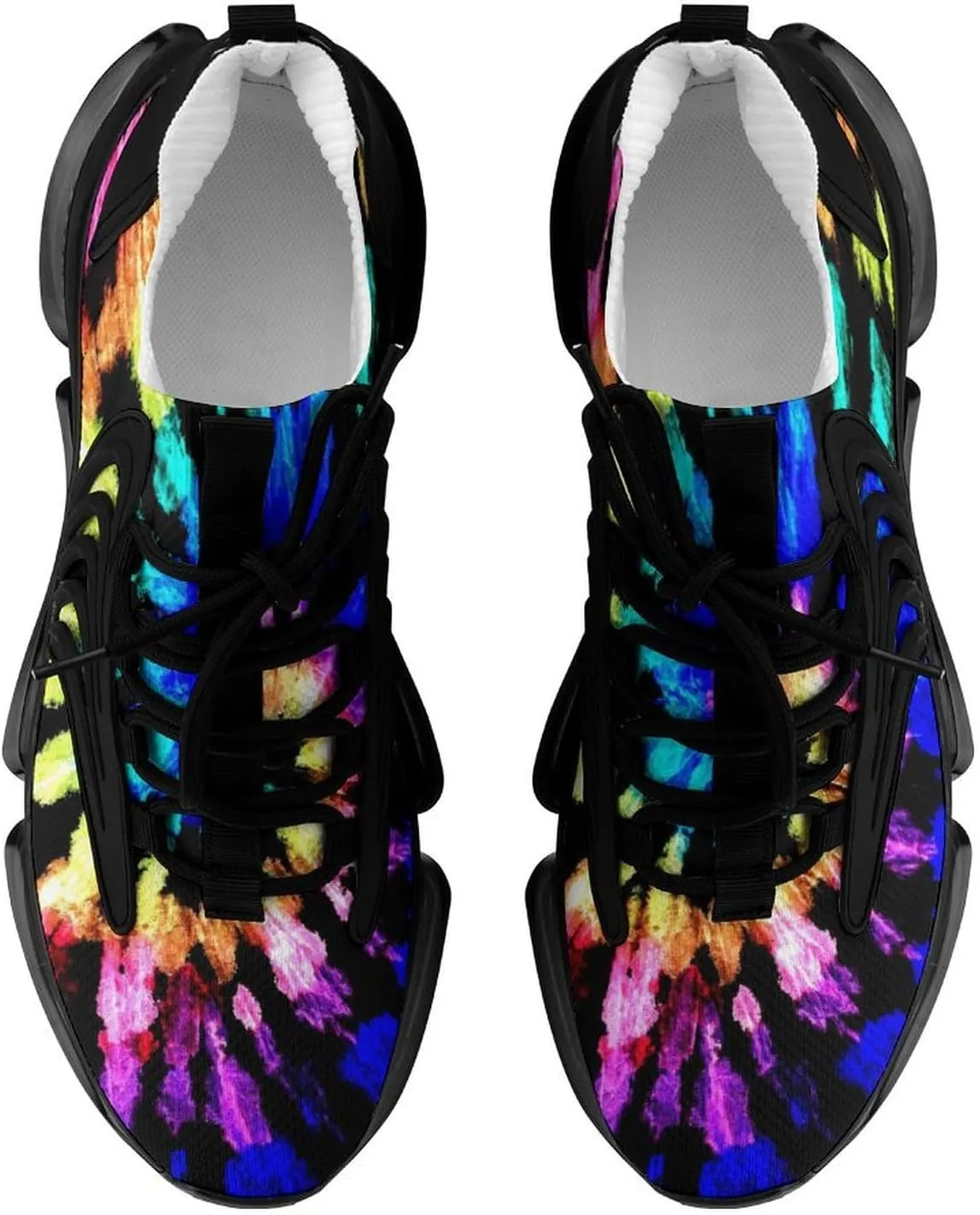 Tie Dye Pattern Walking Shoes for Men Lightweight Tennis Fashion Elastic Sports Shoes Cushion Basketball Shoes