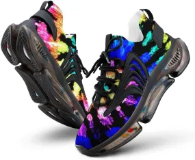 Tie Dye Pattern Walking Shoes for Men Lightweight Tennis Fashion Elastic Sports Shoes Cushion Basketball Shoes