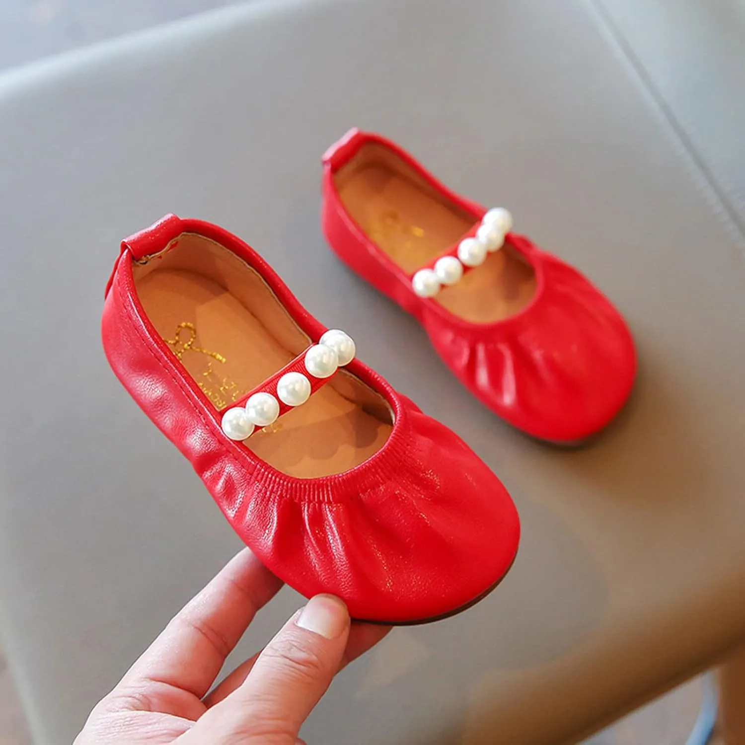 Toddler Flower Girl Dress Shoes Pearls Ballet Flats Party Wedding Toddler Little Kid Girl Mary Jane Shoes