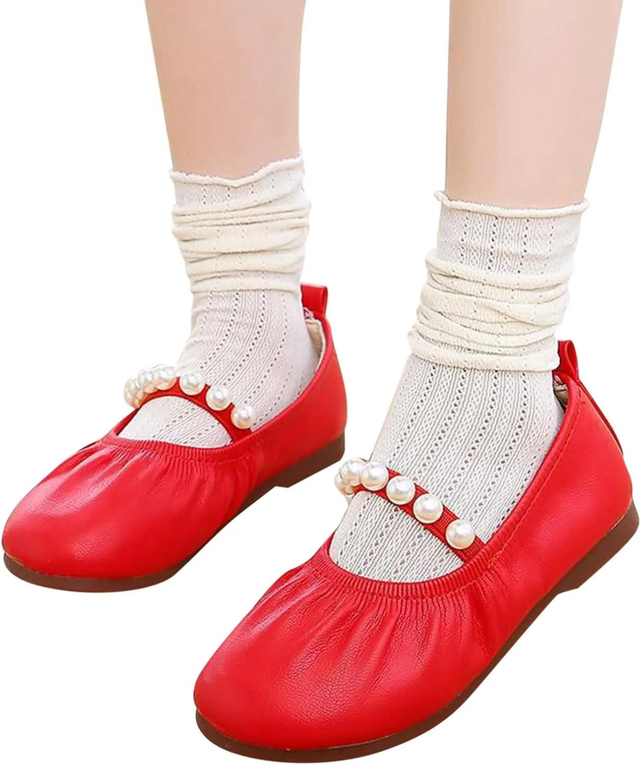 Toddler Flower Girl Dress Shoes Pearls Ballet Flats Party Wedding Toddler Little Kid Girl Mary Jane Shoes
