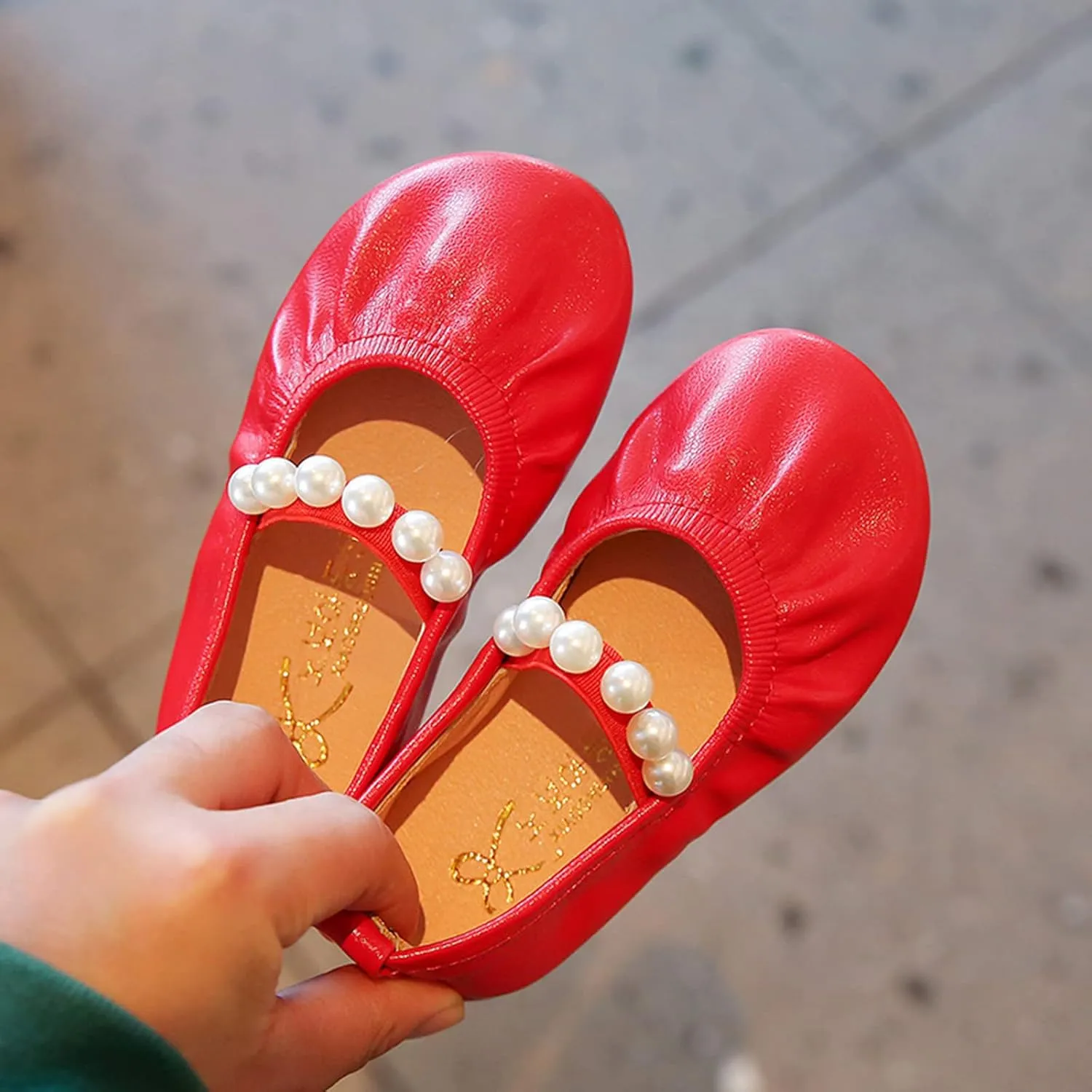 Toddler Flower Girl Dress Shoes Pearls Ballet Flats Party Wedding Toddler Little Kid Girl Mary Jane Shoes