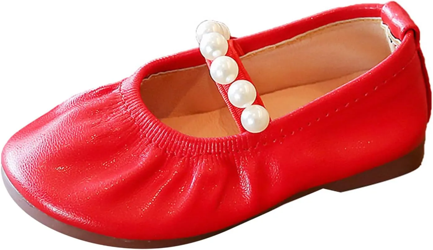 Toddler Flower Girl Dress Shoes Pearls Ballet Flats Party Wedding Toddler Little Kid Girl Mary Jane Shoes