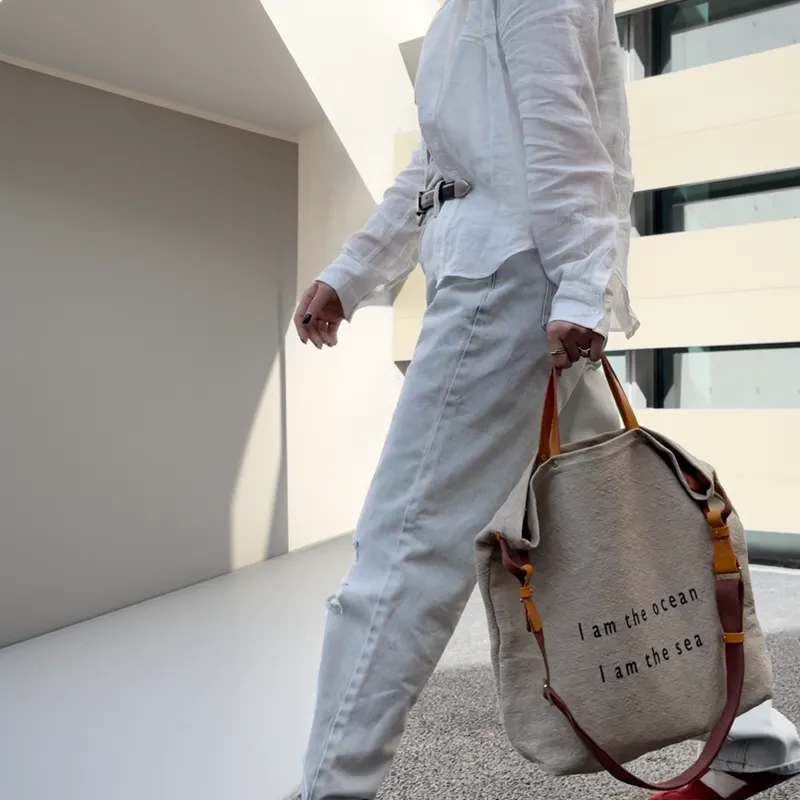 Tote Canvas Bag Literary Style Large Capacity Single Shoulder Backpack Crossbody Bag-i7bags