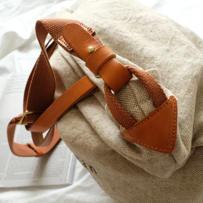 Tote Canvas Bag Literary Style Large Capacity Single Shoulder Backpack Crossbody Bag-i7bags