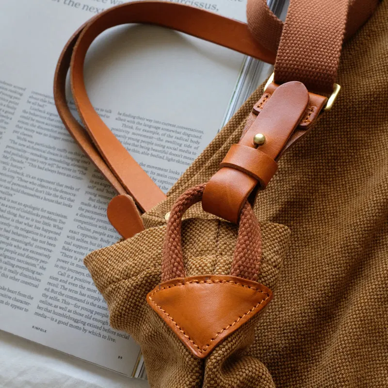 Tote Canvas Bag Literary Style Large Capacity Single Shoulder Backpack Crossbody Bag-i7bags
