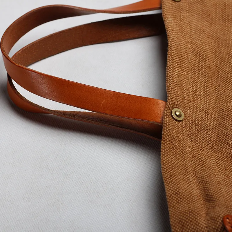Tote Canvas Bag Literary Style Large Capacity Single Shoulder Backpack Crossbody Bag-i7bags