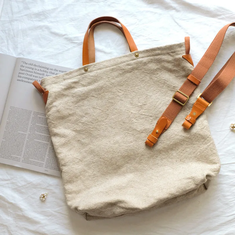 Tote Canvas Bag Literary Style Large Capacity Single Shoulder Backpack Crossbody Bag-i7bags
