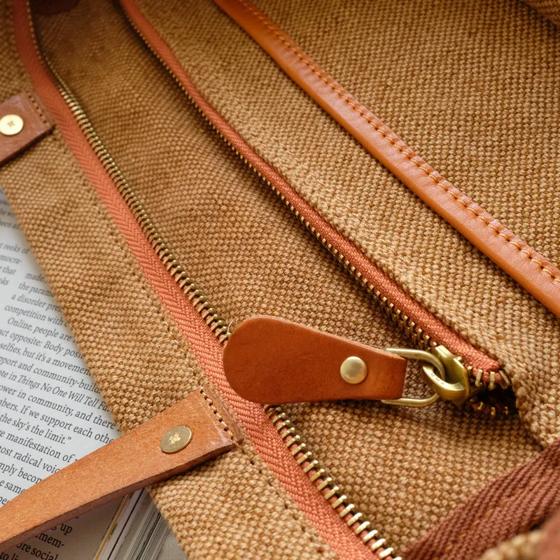 Tote Canvas Bag Literary Style Large Capacity Single Shoulder Backpack Crossbody Bag-i7bags