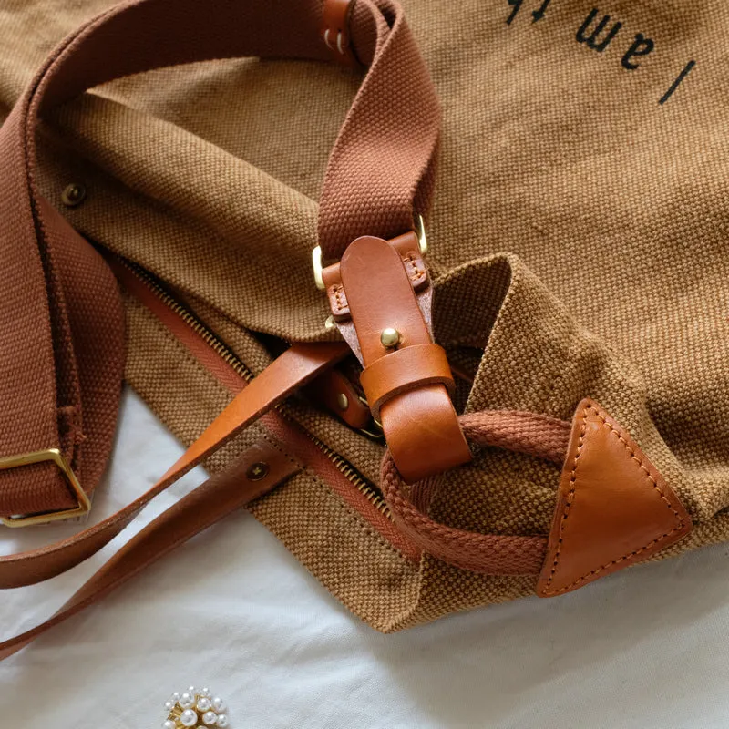 Tote Canvas Bag Literary Style Large Capacity Single Shoulder Backpack Crossbody Bag-i7bags
