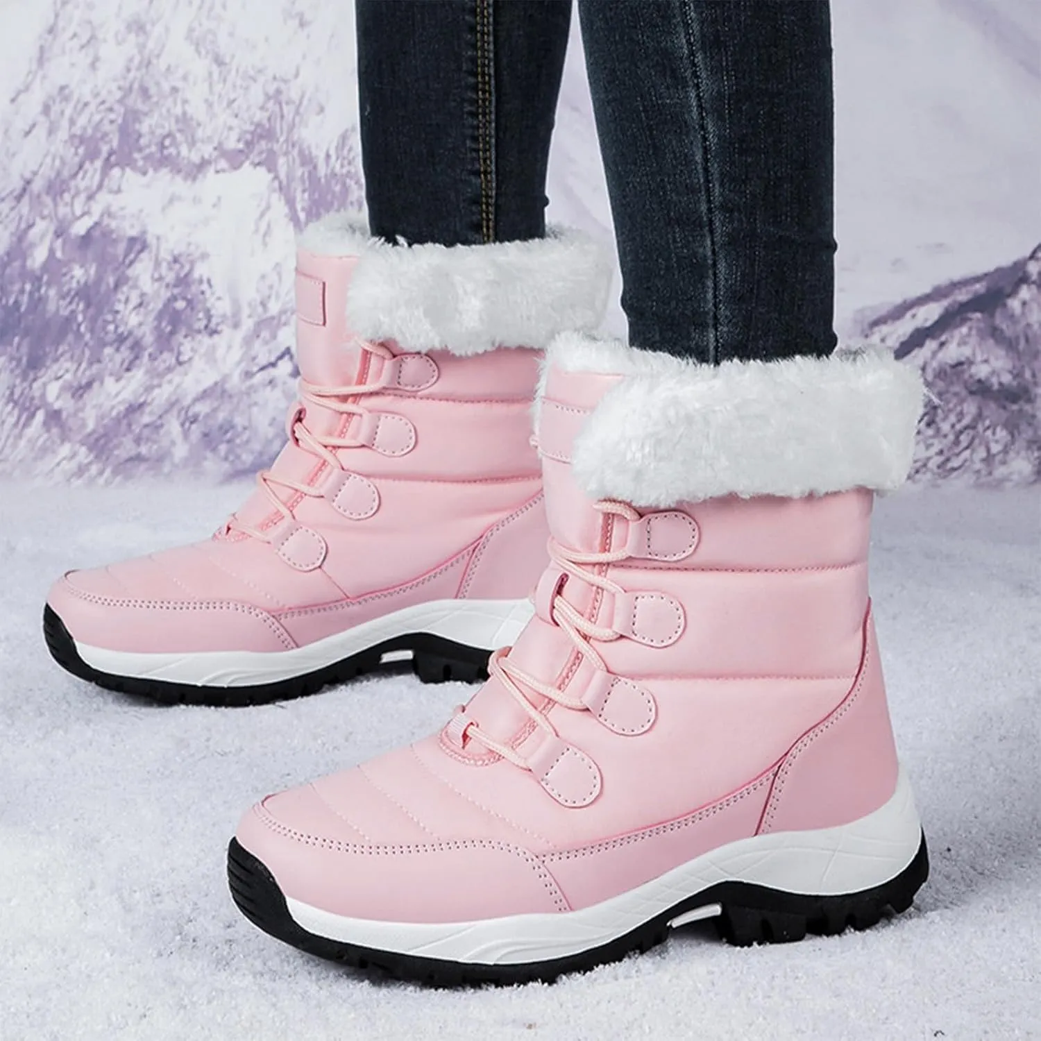 Warm Winter Boots Women Shoes Anti Slip Ankle Boots For Women Snow Boots Waterproof Plush Lined Short Boots Women