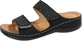 Wedge Sandals for Women Dressy Comfortable Soft Cushion Orthotic Sandals Open Toe Casual Slippers with Arch Support Beach Walking Shoes for Summer Outdoor Casual