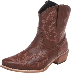 Wide Calf Cowboy Boots Womens Cowgirl Boots Mid Calf Round Toe Chunky Heel Block Heel Embroidered Cowboy Boots Shoes