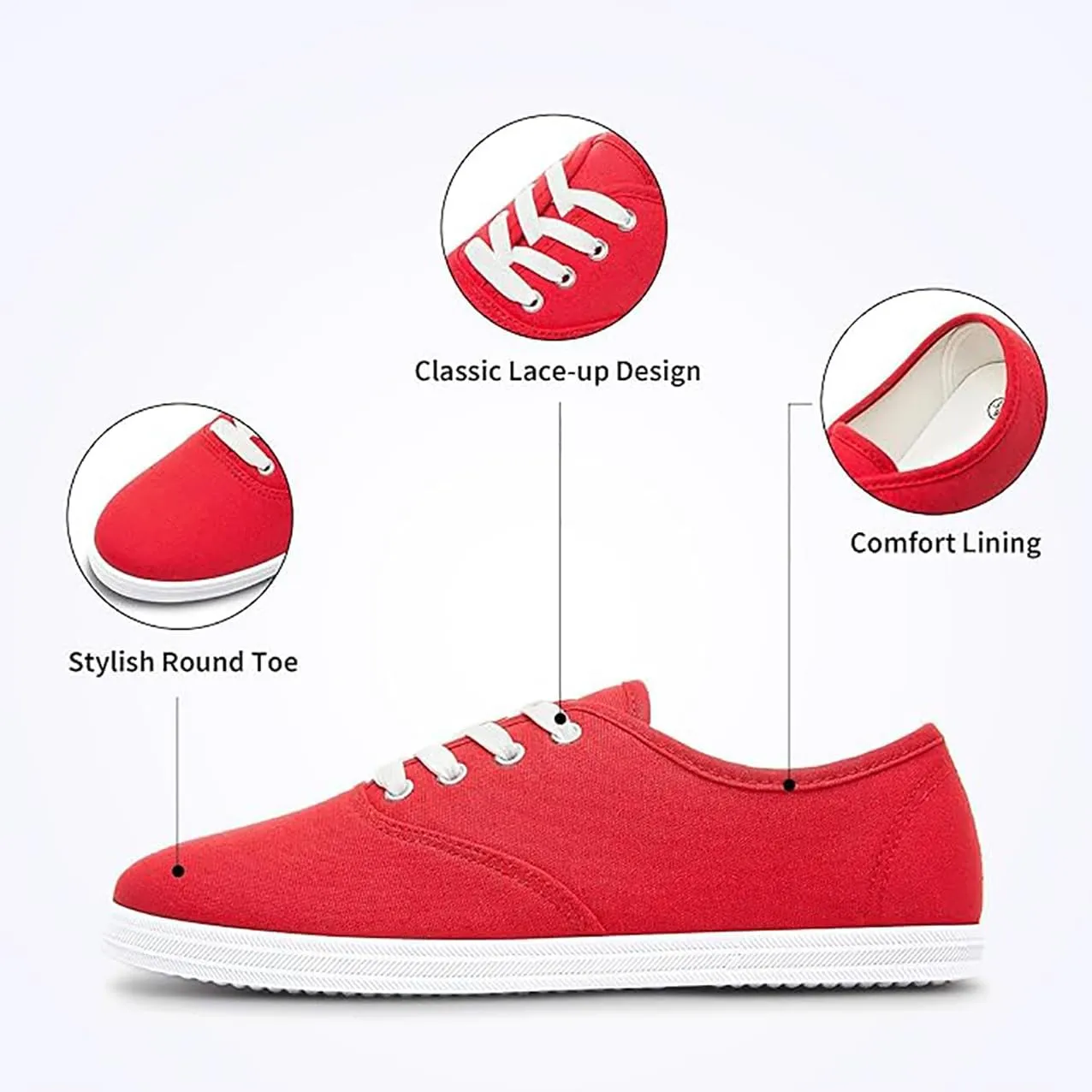 Women Canvas Sneakers Cute Walking Shoes Classic Canvas Shoes Comfort Lace Up Tennis Shoes Lightweight Textile Flats Shoes Foam Flat Shoes Biscuit Shoes