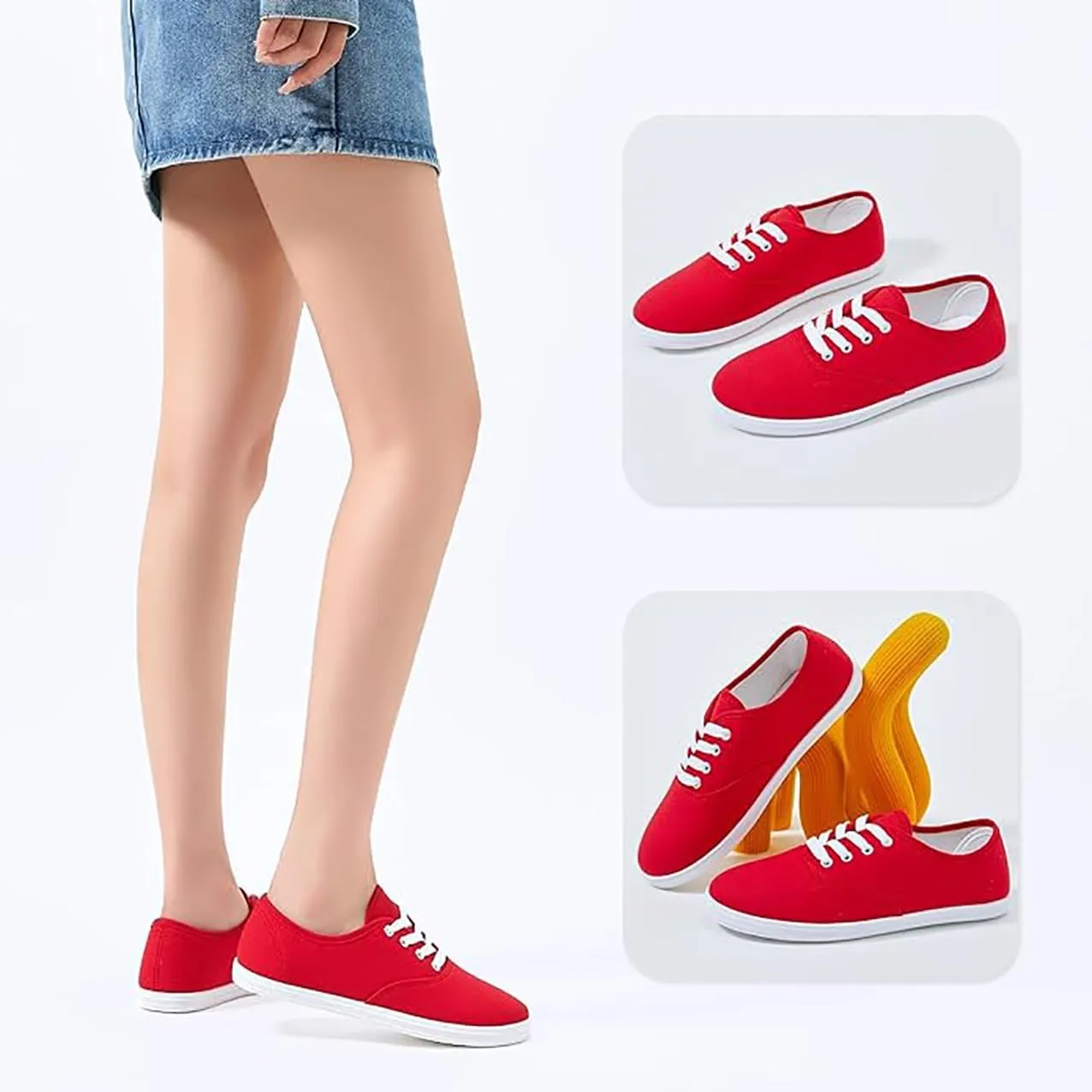 Women Canvas Sneakers Cute Walking Shoes Classic Canvas Shoes Comfort Lace Up Tennis Shoes Lightweight Textile Flats Shoes Foam Flat Shoes Biscuit Shoes