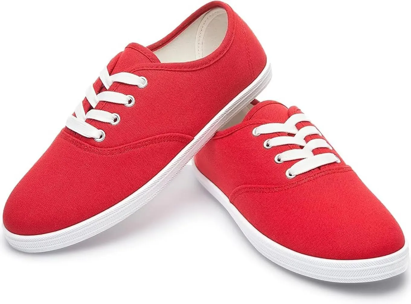 Women Canvas Sneakers Cute Walking Shoes Classic Canvas Shoes Comfort Lace Up Tennis Shoes Lightweight Textile Flats Shoes Foam Flat Shoes Biscuit Shoes